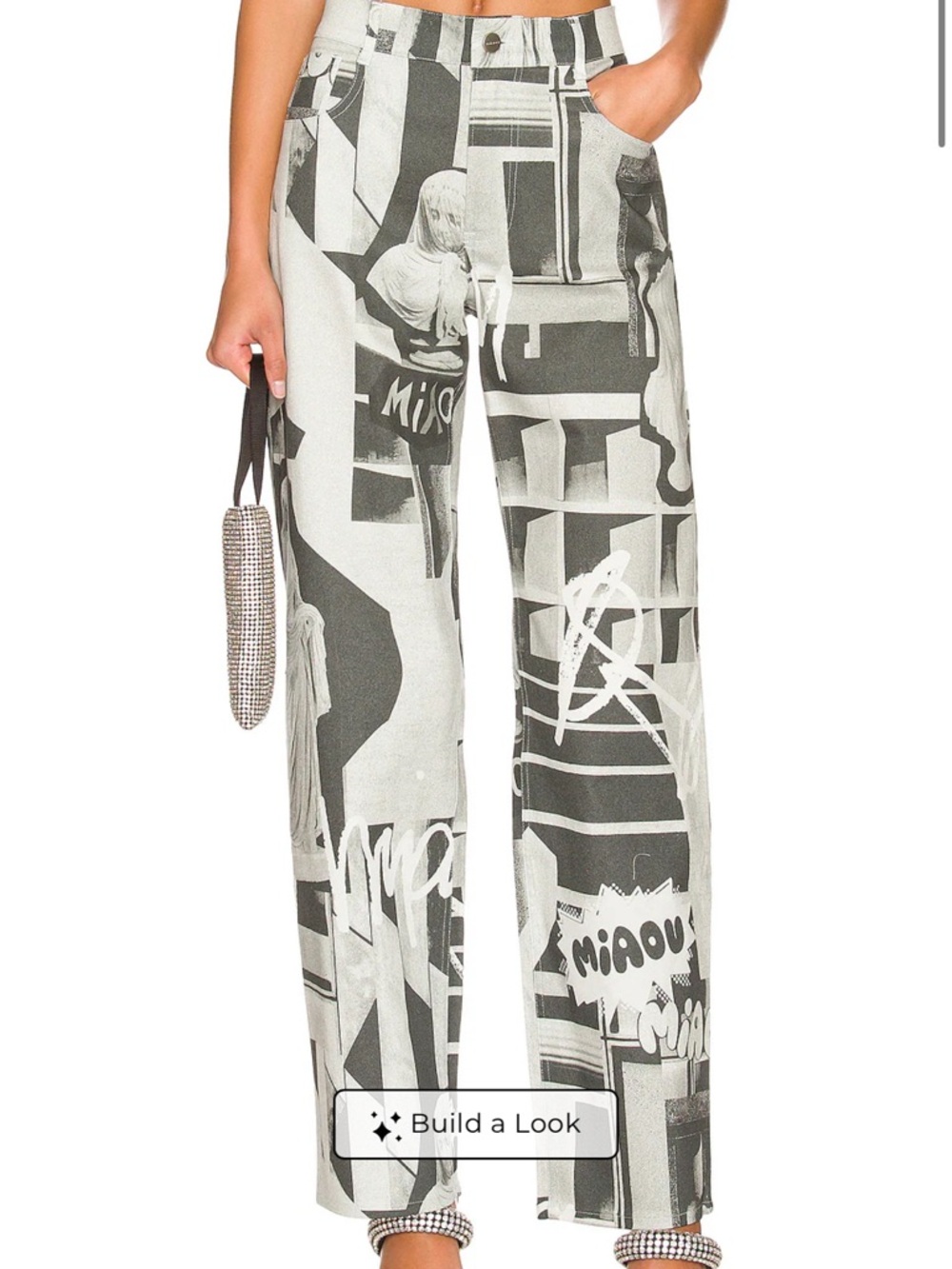 Miaou barley worn Wide-Leg Pants in Black & White